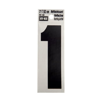 HY-KO 3" Reflective Vinyl Number 1, Self-adhesive, Weather-resistant