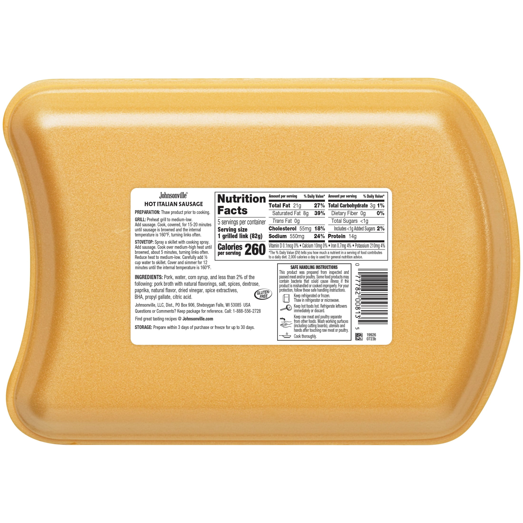 Johnsonville Hot Italian Pork Sausage Links, 19 oz, (5 Count) Refrigerated