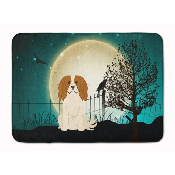 Halloween Scary Cavalier Spaniel Machine Washable Memory Foam Mat