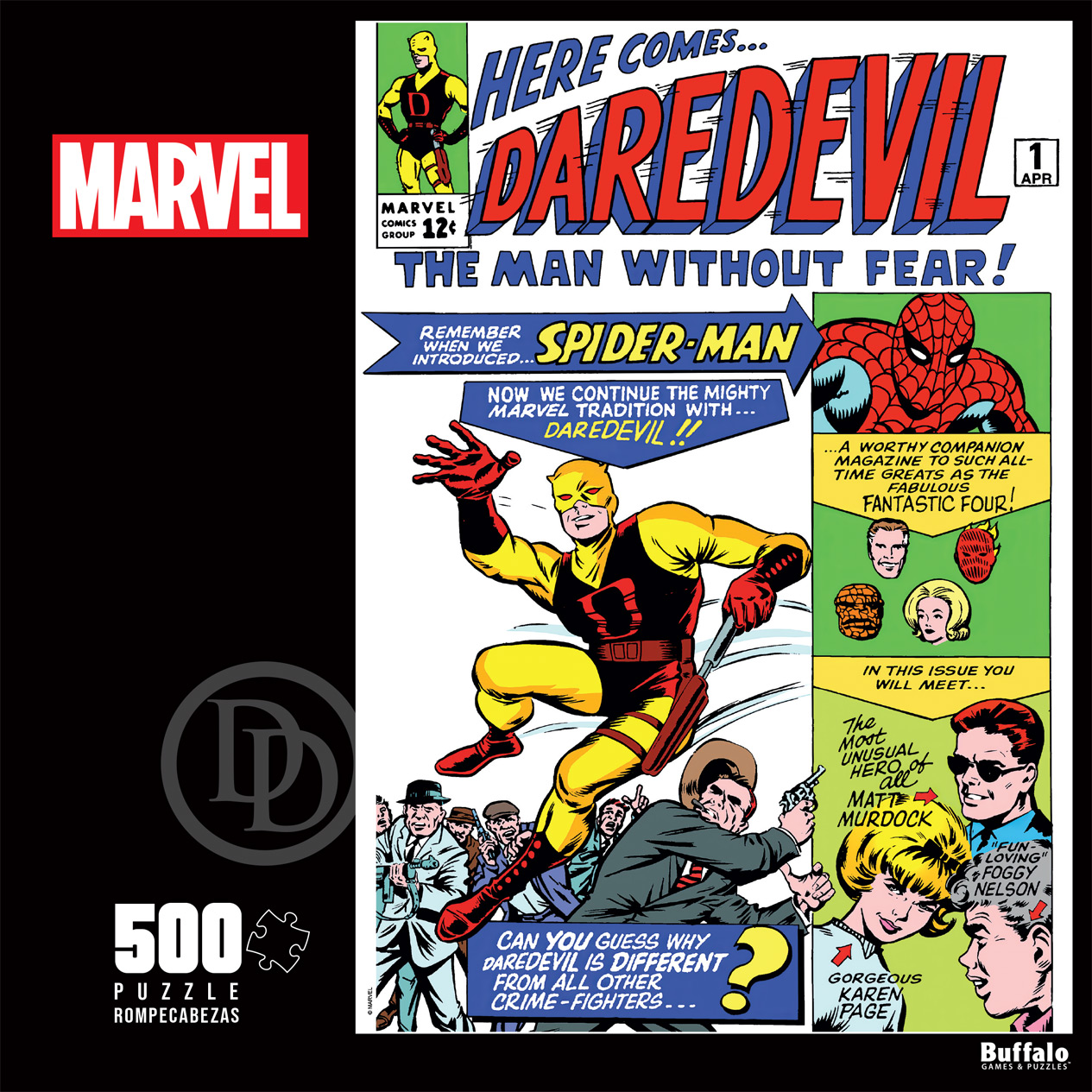 Buffalo Games Marvel - Here Comes Daredevil 500-Piece Interlocking Jigsaw Puzzle for Adults Ages 14-99 Years