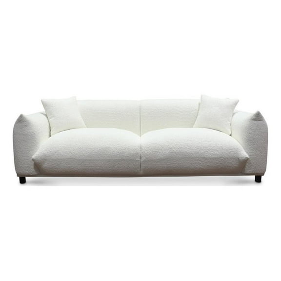 Mansen Mid Century Modern Luxry Tight Pillow Back French Boucle Couch in Cream