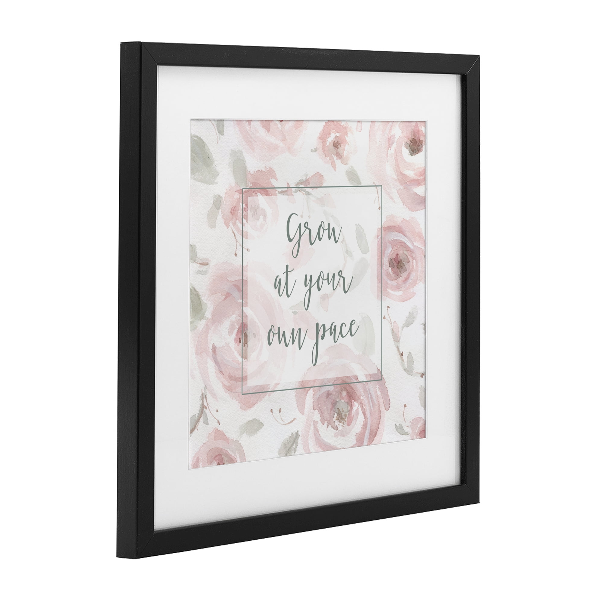 Stupell Industries Grow at Your Pace Florals Black Framed Print Under Glass, design by Carol Robinson
