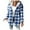E-Blue, variant on Jacket for Women Trendy Oversize Plaid Print Lined Hoodie Vintage Button Down Drawstring Hooded Outwears Jackets