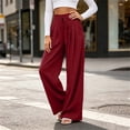 thumbnail image 7 of Byworldtasic Women's Flowy Pleated Trousers Elastic Waist Loose Fit Palazzo Business Casual Lounge Pants with Pockets, 7 of 7