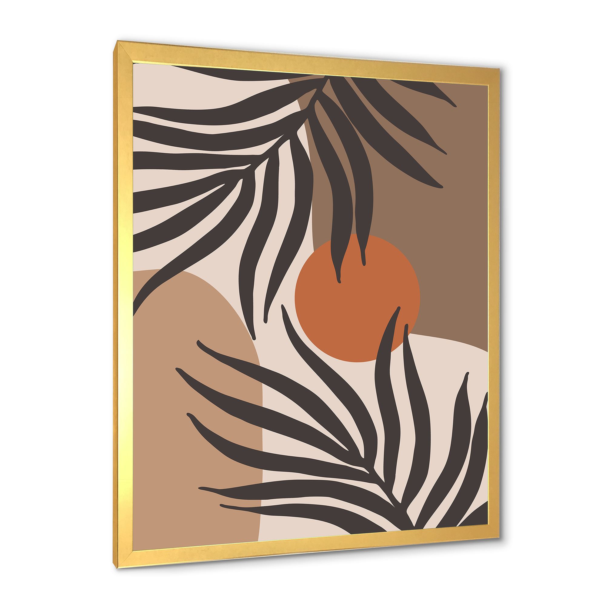 Designart 'Sun and Moon Shapes In Retro Terracotta Tones III' Modern Framed Art Print