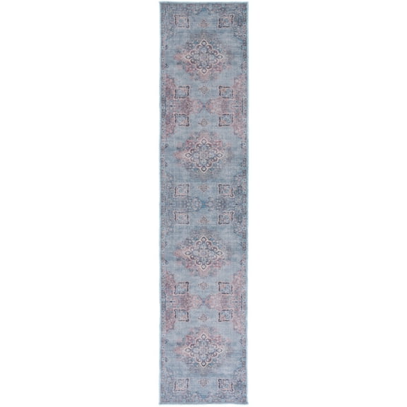 SAFAVIEH Serapi Skylar Oriental Machine Washable Runner Rug, Ivory/Blue, 2' x 9'