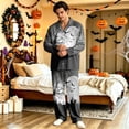 thumbnail image 5 of DORKASM Halloween Couple Pajamas Matching Sets Long Sleeve Pajama Set for Women & Men Button-Down V-Neck Sleepwear House Wear Khaki 3XL, 5 of 6