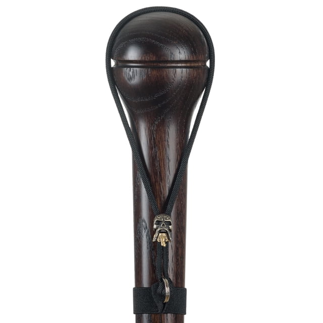 Bastón Asterom hecho a mano para hombre: bastón de madera maciza tallada con correa de paracord con calavera única (Cascanueces)