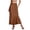 Brown, variant on Maxi Skirt For Women Elegant Satin Lace Hem Long Skirt Trendy Tight Elastic High Waist A Line Lace Patchwork Silk