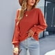 thumbnail image 5 of Camisa de mujer de manga larga otoño-invierno, talla L Jersey rojo de cuello redondo muy elástico, 5 of 8