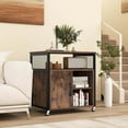 thumbnail image 5 of Costway File Cabinet on Wheels with Charging Station & Cable Management Hole Shelves Brown, 5 of 10