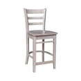 thumbnail image 5 of 30" Round Solid Wood Pedestal Table in Washed Gray Taupe & 2 Stools, 5 of 6