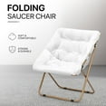 thumbnail image 4 of CRXX Saucer Chair for Adult, Square Comfy Cozy Chair Folding Chair Faux Fur Metal Frame Foldable Reading Chair Accent Chair for Bed Room Living Room, White, 4 of 15