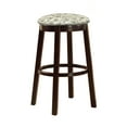 thumbnail image 1 of The Furniture King Bar Stool 29" Tall Wood Dark Brown Espresso Kitchen Game Room Swivel Seat Stool Featuring the Choice of Your Favorite Novelty Theme Fabric Covered Seat Cushion (Route 66 Tan Maps), 1 of 1