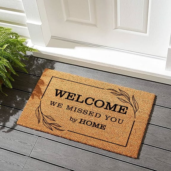 Welcome Mat for Front Door with Non Slip Rubber Back,15.7"x23.6", Brown, We Missed You By Home