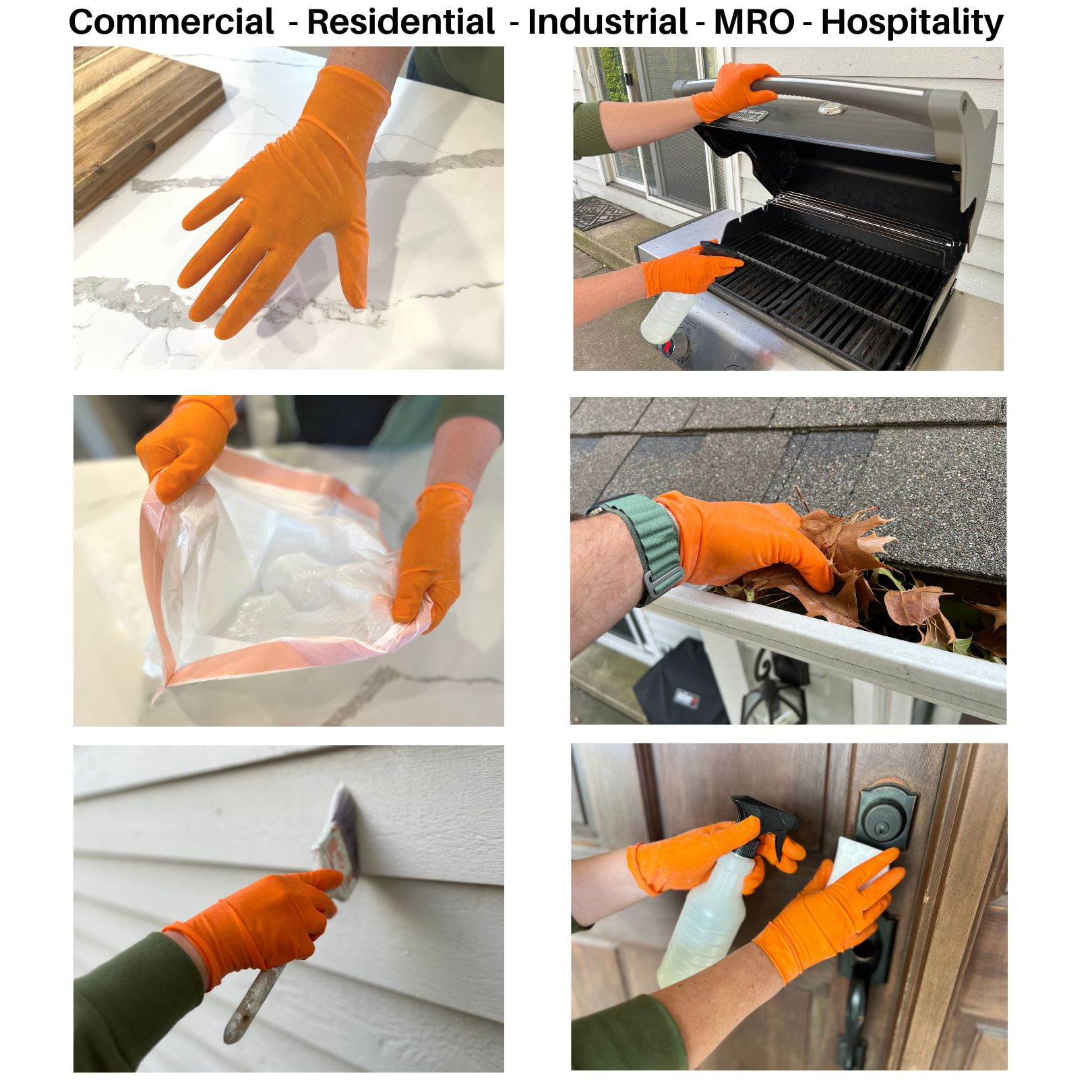 American Safety Glove  Latex Disposable Low Protein Natural Rubber Non-Allergy 7 MIL 100CT Orange Large