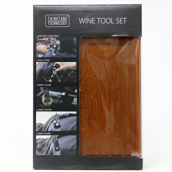 ThinkTank 7 Piece Wine Tool Gift Set Corkscrew Opener Foil Cutter Pour Stop
