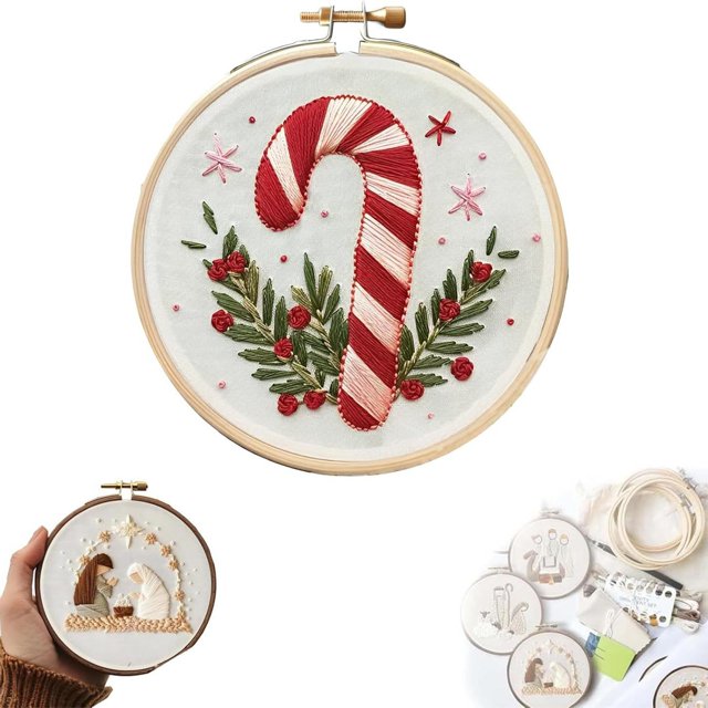 Christmas Embroidery KIT,Adults Kids DIY Handmade,Hand Embroidery Kits With Stamped Embroidery Pattern
