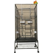 70" Extra Large Bird Parrot Flight Cage Side Breeding Nest Door 1/2-Inch Bar Spacing with Removable Rolling Stand