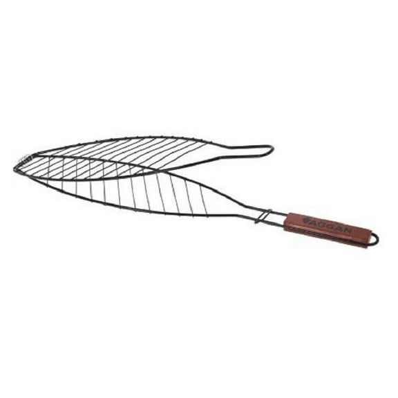 Vaggan Barbeque Non Stick Fish Grill with Wood Handle BBQ 15 x 5.5 Inch