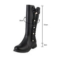 thumbnail image 6 of Leozcaa Womens Mid Calf Boots Round Toe Chunky Heel Boots Cute Bows Lace Up Middle Long Student Boots, 6 of 8