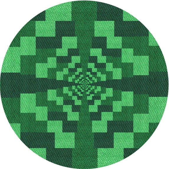 Ahgly Company Indoor Round Patterned Deep Emerald Green Area Rugs, 6' Round