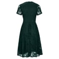 thumbnail image 4 of LOVZFMLL Mode Femme Été Manches Courtes Aguichant Décontractée Uni Dentelle Robe à Col en V Vert m, 4 of 7