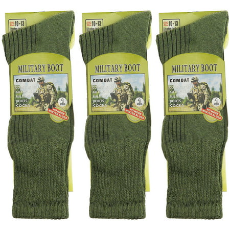 3 Pairs Military Boot Socks - Combat Tactical Trekking Hiking Policemen Firefighter Security Out Door Athletic Sport