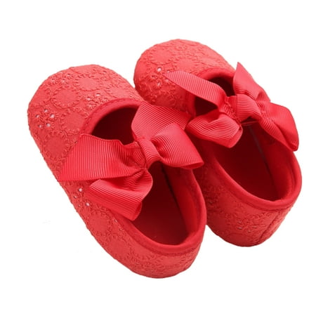 Image of Xiaoluokaixin Newborn Shoes Soft Sole Floral Bow Trainers 0-18 Months