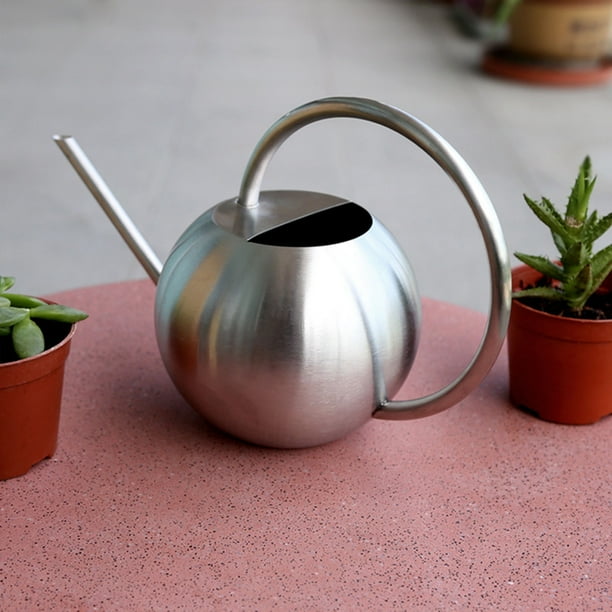 Regadera de Acero Inoxidable: Regadera de Metal con Pico Largo Antiderrames, Ideal para Plantas de Interior y Exterior.