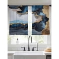 thumbnail image 3 of Navy Blue Semi Sheer Curtains 54 Inch Length 2 Panels Set, Abstract Color Block Vintage Modern Sheer Kitchen Curtain Privacy Voile Window Curtain for Living Room Bedroom Rod Pocket Drapes, 3 of 7