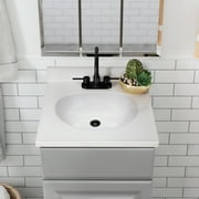 Design House Cultured Marble 19 x 17 Single Bowl Vanity Top with Centerset Mount and Backsplash, White