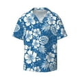 thumbnail image 4 of Uemuo Leaves And Flowers Pattern Cotton Linen Short Sleeve Shirts,Casual Lightweight Button Down Shirts,Vacation Beach Summer Tops-4X-Large, 4 of 7