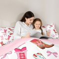 thumbnail image 5 of Homewish Western Cowgirl Boots 7-Piece Twin Bedding,Cute Bowtie Bedding Comforter Set,White Pink,Pink Reversible, 5 of 8