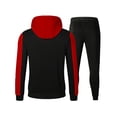 thumbnail image 5 of AWARDER Men's Winter 2-Piece Tracksuit, Colorblock Long Sleeve Zipper Hoodie and Jogger Sweatpants, Warm Fleece Casual Set For Cold Weather Lounging,Red,2XL, 5 of 7