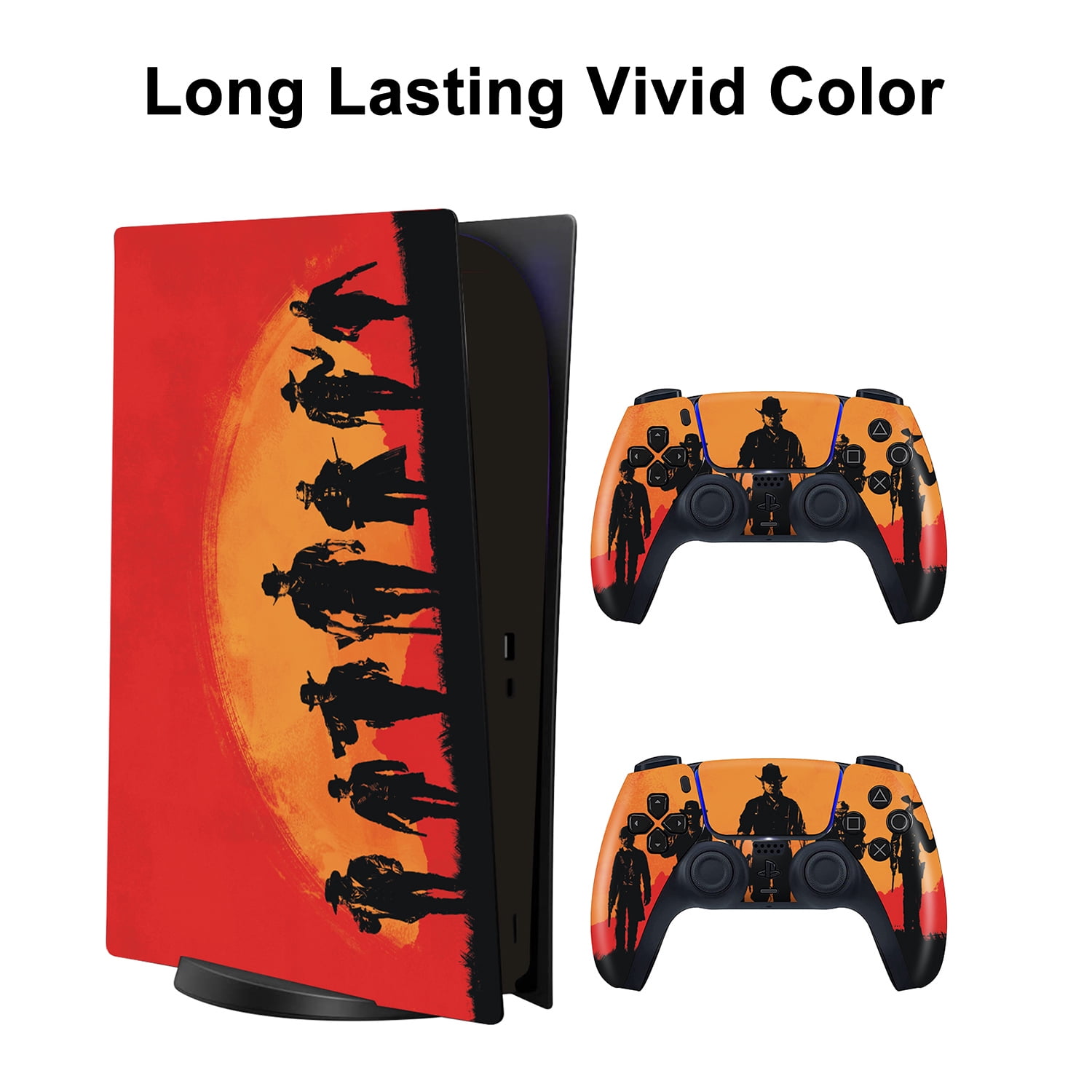 Full Set Skin Decal for PS5 Console Disc Edition,Red Dead Redemption 2  Sticker Vinyl Decal Cover Wrap for Playstation 5 Console and 2 Controllers:  : PC & Video Games