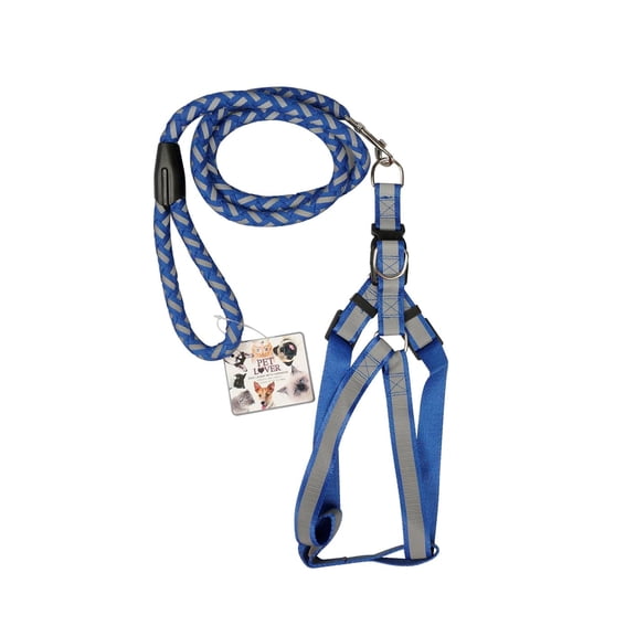 Dog Leash with Harness Blue