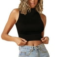 thumbnail image 6 of Arcarius Women’s Sleeveless Mock Neck Tops for Women, Rib Knit Crop Tank Top (Black, Large), 6 of 6