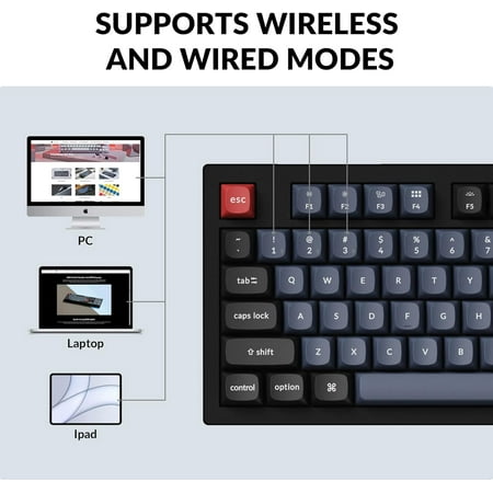 Keychron - K10 Red Switch Mechanical Keyboard Mac or PC - Black