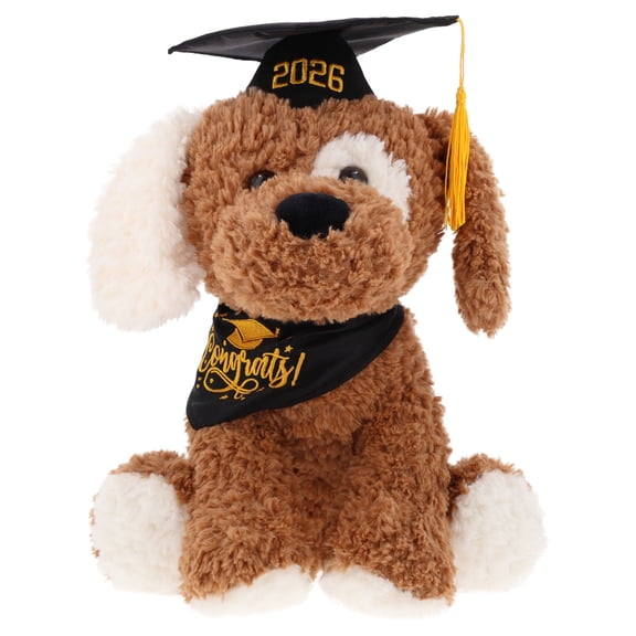 Large Congrats 2026 Dog Plush, Brown and Black, Graduation by Way To Celebrate