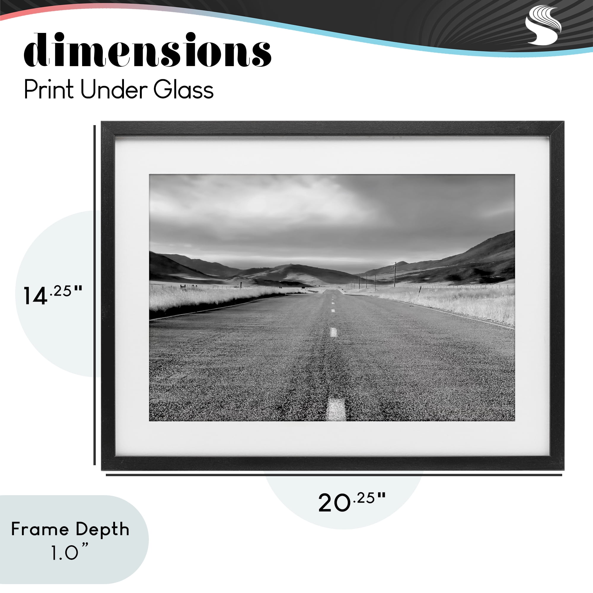 Stupell Industries Open Road Through Rolling Hills Black Framed Print Under Glass, design by Steve Toole
