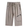 thumbnail image 2 of Capri Pants for Women Spring Summer Lightweight Plus Size Elastic Waist Loose Fit Wide Straight Leg Capris with Pockets, 2 of 3