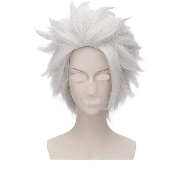 FVCENT Men's Short Hair Gray Bald Fluffy Wig Halloween Costume Party Movie Cosplay Wig (grey)
