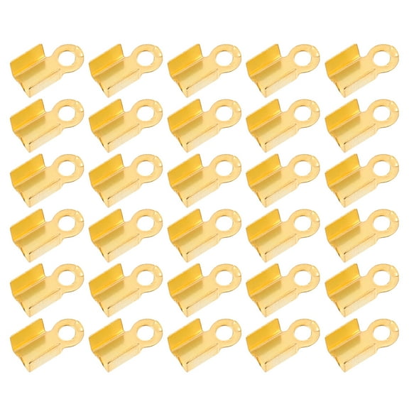 Kuyiluo 500Pcs Golden Ribbon Crimps Cord Ends for Jewelry Making