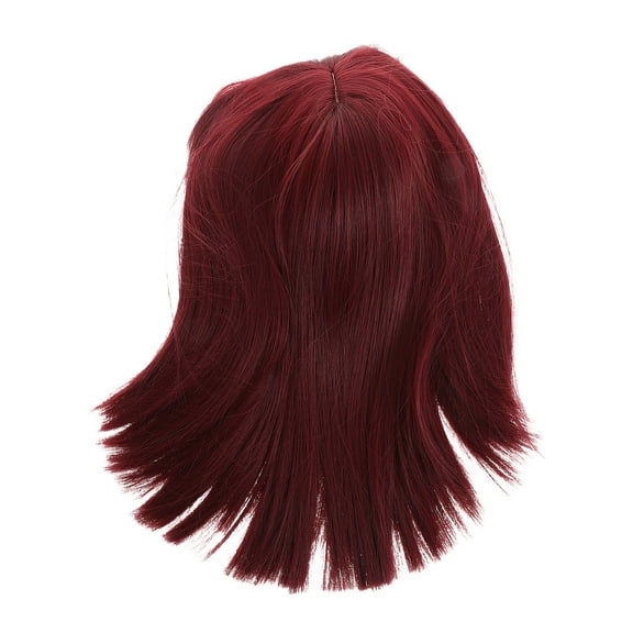 LOLIPPYY Straight Synthetic Fiber Wigs Dark Red Hair Accessory For Daily Use 1Set