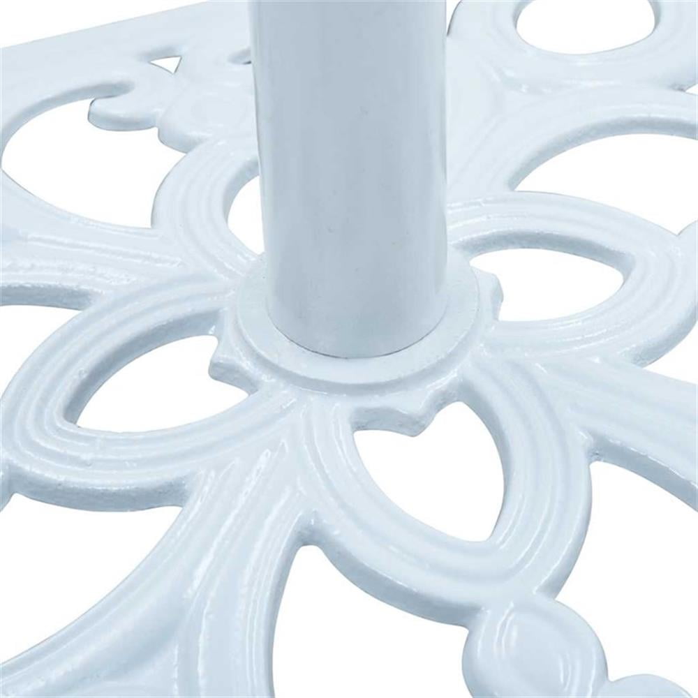 Pemberly Row Contemporary Durable Cast Iron Umbrella Base in White