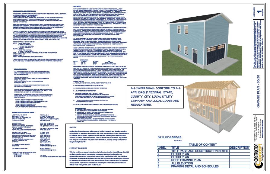 Blueprints  GIGA Garage Plans 20′ x 30′ Two Car Garage - image 4 of 4