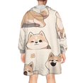 thumbnail image 2 of Wearable Oversized Blanket,Shiba Inu Wearable Blanket Hoodie for Adults,Cozy Hooded Blankets with Super Pockets,Super Warm Fuzzy Pullover for Women & Men, 2 of 6