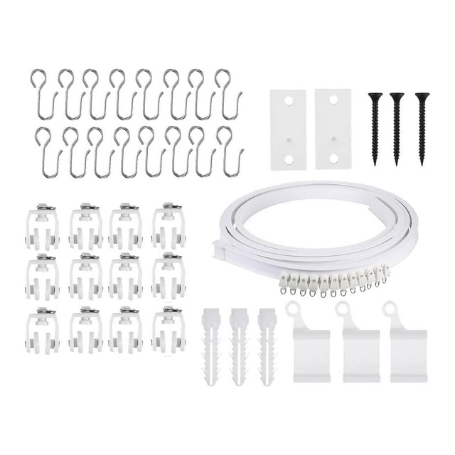 Ensemble de Rail de Rideau de Plafond Flexible Durable Glissière Silencieuse Rouleaux Crochets Accessoire Flexible pour Baie Vitrée Salle de Bain VR Rideaux Toiles de Fond VR, 200cm