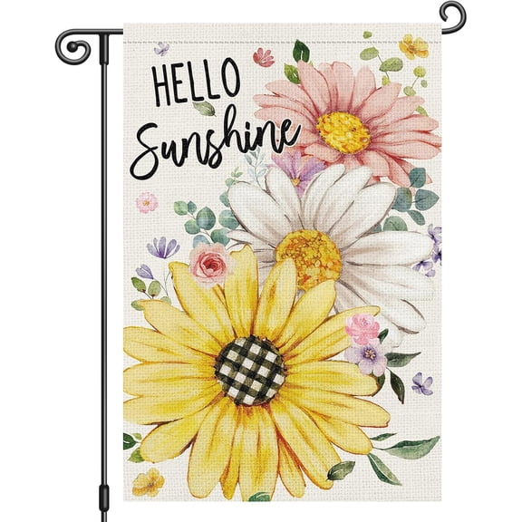 Double Sided Spring Floral Garden Flag 12 x 18 Inch Sunflower Daisy Yard Flag for Outside Porch Patio Farmhouse Decorations